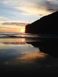 Scenic view of sea at sunset