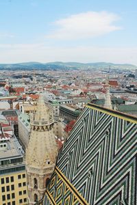 Aerial view of cityscape against sky