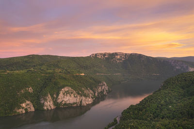 Scenic view of landscape against sky during sunset