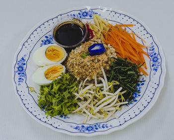 High angle view of meal served in plate