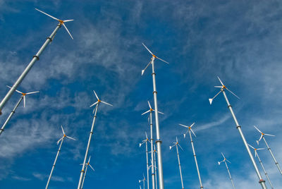 Low angle view of windmill against sky