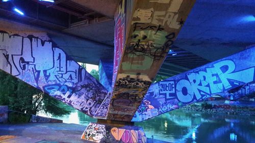 Graffiti on bridge over water