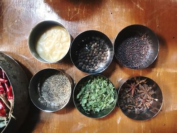 High angle view of food on table