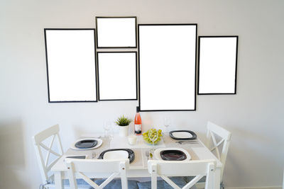 Empty chairs and table at home