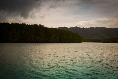 Scenic view of lake against sky