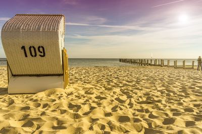 Lounge chairs on beach