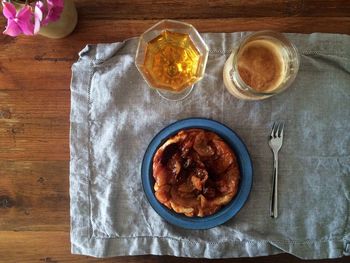 Close-up of food served on table