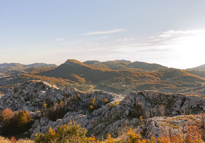 Scenic view of mountains against sky