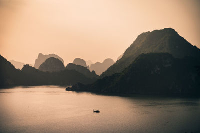 Scenic view of mountains against clear sky