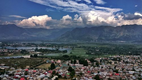 High angle view of a town