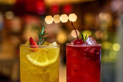 Close-up of drink on glass