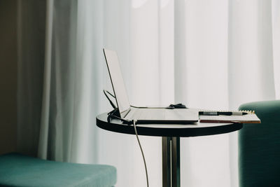 Laptop on table at home