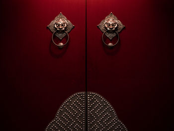 High angle view of closed door