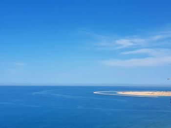 Scenic view of sea against blue sky