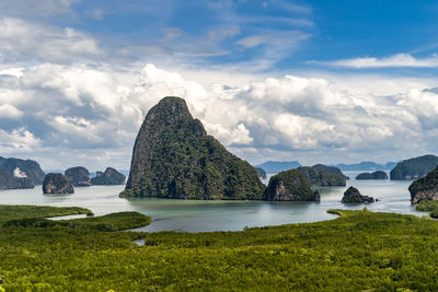 Scenic view of land against sky