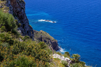 Scenic view from viewpoint mirador ricardo roco on a bay at the north coast of mallorca