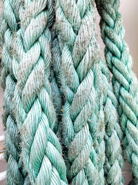Full frame shot of thick green ropes