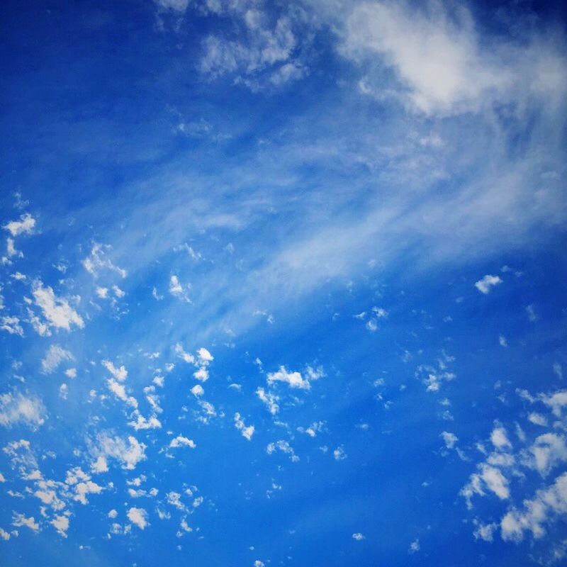 blue, sky, beauty in nature, scenics, tranquility, low angle view, tranquil scene, cloud - sky, sky only, nature, backgrounds, idyllic, cloud, full frame, cloudscape, day, outdoors, no people, aerial view, majestic