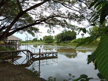 Scenic view of lake against sky