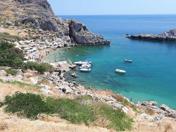 Scenic view of sea and rocks