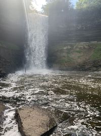 Scenic view of waterfall in forest