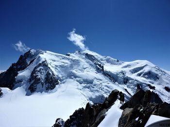 Scenic view of snow covered mountain against sky