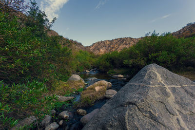 Scenic view of stream against sky