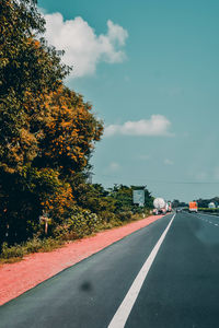 Road by trees against sky