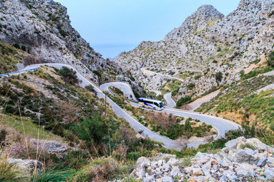 Scenic view of mountain road against sky