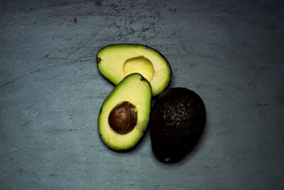 High angle view of avocado on table