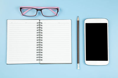 Directly above shot of eyeglasses on table