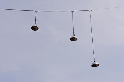 View of outdoor hanging street lamps
