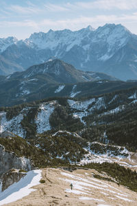 Scenic view of snowcapped mountains against sky on the way to tolsta kosuta