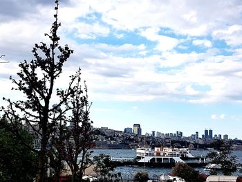 View of city against cloudy sky