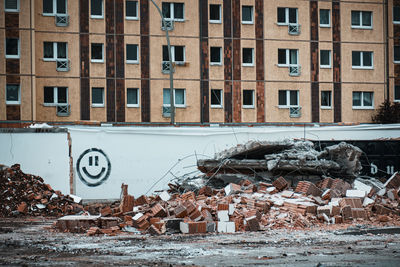 View of abandoned building in city