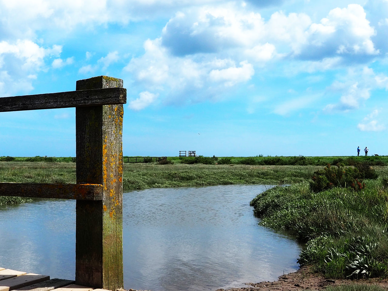 SCENIC VIEW OF WOODEN POST ON FIELD AGAINST SKY