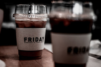 Close-up of coffee on table