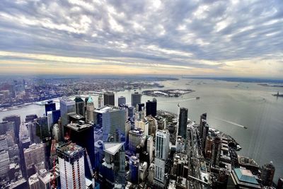 High angle view of buildings in city