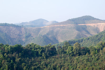 Scenic view of mountains against clear sky