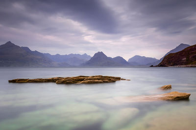 Scenic view of landscape and mountains against sky