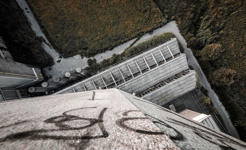 High angle view of bridge over road