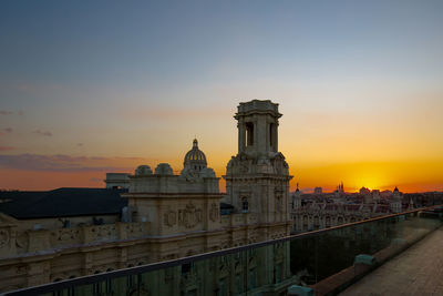 View of building against sky during sunset