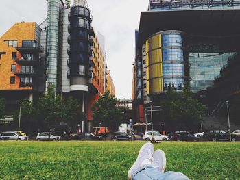 Built structure on grassy field