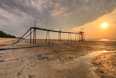 Scenic view of beach against sky during sunset