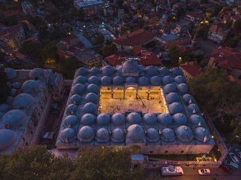 High angle view of old building in city