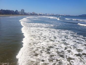 Scenic view of sea against clear sky