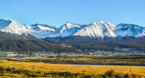 Scenic view of snowcapped mountains