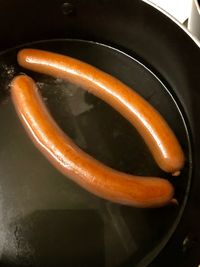 High angle view of orange slices in bowl