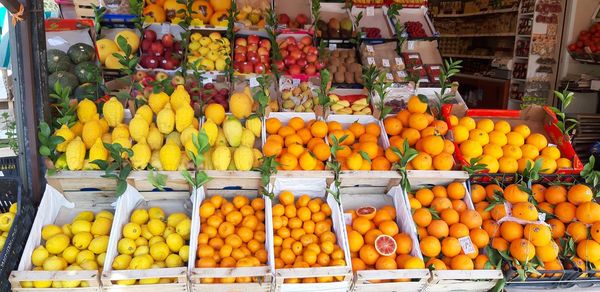 Various fruits for sale at market stall