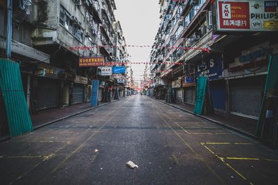 Road amidst buildings in city